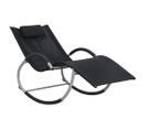 Chaise Longue Avec Oreiller Noir Textilène