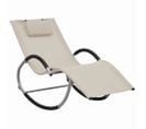 Chaise Longue Avec Oreiller Crème Textilène