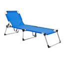 Chaise Longue Pliable Extra Haute Pour Seniors Bleu Aluminium