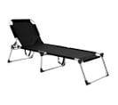 Chaise Longue Pliable Extra Haute Pour Seniors Noir Aluminium