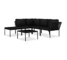 Salon De Jardin 6 PCs Avec Coussins Noir Pvc