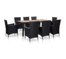 Mobilier À Dîner De Jardin 9pcs Et Coussins Résine Tressée Noir