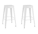 Tabourets De Bar Empilables Lot De 2 Blanc Métal