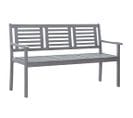 Banc De Jardin 3 Places 150 Cm Gris Bois D'eucalyptus Solide