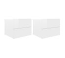 Tables De Chevet 2 PCs Blanc Brillant 40 X 30 X 30 Cm Aggloméré