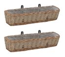 Jardinières De Balcon 2 PCs Osier Avec Doublure De Pe 80 Cm