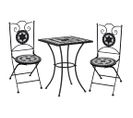 Table Et Chaises De Bistro Mosaïque 3pcs Carreaux Céramiques Noir/blanc