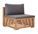 Canapé Central De Jardin Avec Coussin Gris Bois De Teck Solide