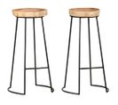 Tabourets de bar lot de 2 bois d'acacia massif