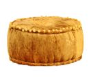 Pouf Rond Velours 40x20 Cm Moutarde