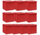 Boîtes De Rangement Et Couvercles 10 PCs Rouge 32x32x32cm Tissu