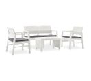 Salon De Jardin 4 PCs Avec Coussins Plastique Blanc