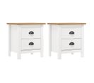 Tables De Chevet Hill 2 PCs Blanc 46x35x49,5 Cm Bois Pin Solide