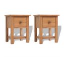 Tables De Chevet 2 PCs 36x30x47 Cm Bois De Chêne Massif