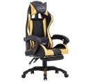 Fauteuil Gamer Avec Repose-pied Doré Et Noir Similicuir