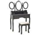 Coiffeuse Avec Tabouret Et Miroir Pliable En 3 Gris