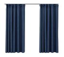 Rideaux Occultants Aspect Lin Avec Crochets 2pcs Bleu 140x175cm