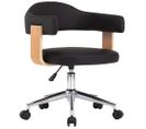 Chaise Pivotante De Bureau Noir Bois Courbé Et Similicuir