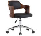 Chaise Pivotante De Bureau Noir Bois Courbé Et Similicuir