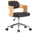 Chaise Pivotante De Bureau Noir Bois Courbé Et Similicuir