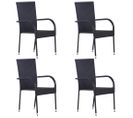 Chaises Empilables D'extérieur 4 PCs Résine Tressée Noir