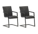 Chaises De Salle À Manger Cantilever 2 PCs Noir Cuir Véritable