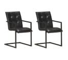 Chaises De Salle À Manger Cantilever 2 PCs Noir Cuir Véritable