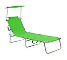 Chaise Longue Pliable Avec Auvent Acier Vert Pomme