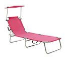 Chaise Longue Pliable Avec Auvent Acier Rose Magento