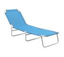 Chaise Longue Pliable Acier Et Tissu Bleu Turquoise