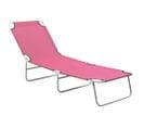 Chaise Longue Pliable Acier Et Tissu Rose