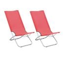 Chaises De Plage Pliables 2 Pièces Rouge Tissu