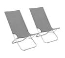 Chaises De Plage Pliables 2 Pièces Gris Tissu