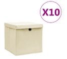 Boîtes De Rangement Avec Couvercles 10 PCs 28x28x28 Cm Crème