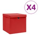 Boîtes De Rangement Avec Couvercles 4 PCs 28x28x28 Cm Rouge