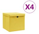 Boîtes De Rangement Avec Couvercles 4 PCs 28x28x28 Cm Jaune