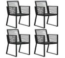 Chaises De Jardin 4 PCs Corde En Rotin Noir