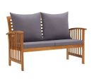 Banc En Acacia Avec Coussins - 119 Cm - Gris Clair