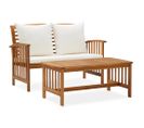 Salon De Jardin 2 PCs Avec Coussins Bois D'acacia Solide