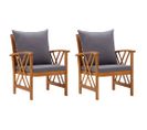 Chaises De Jardin Avec Coussins 2 PCs Bois D'acacia Massif