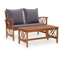 Salon De Jardin 2 PCs Avec Coussins Bois D'acacia Solide