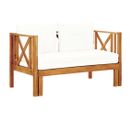 Banc De Jardin 2 Places Et Coussins 122 Cm Bois D'acacia Massif