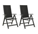 Chaises Pliables De Jardin 2 PCs Textilène Et Aluminium Noir