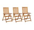 Chaises Inclinables De Jardin 3 PCs Bois Solide D'acacia