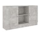 Vidaxl Buffet Gris Béton 120x30,5x70 Cm Aggloméré Armoire Latérale Meuble De Rangement Salon Chambre