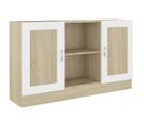 Buffet Blanc Et Chêne Sonoma 120x30,5x70 Cm Bois D'ingénierie