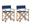 Chaises Pliables De Directeur 2 PCs Bleu Bambou Et Tissu