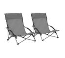 Chaises De Plage Pliables 2 Pièces Gris Tissu