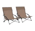 Chaises De Plage Pliables 2 Pièces Taupe Tissu