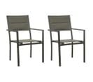 Chaises De Jardin 2 PCs Textilène Et Acier Gris Et Anthracite